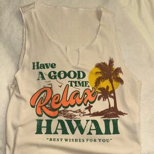 SHEIN Cream Ribbed Tank Top